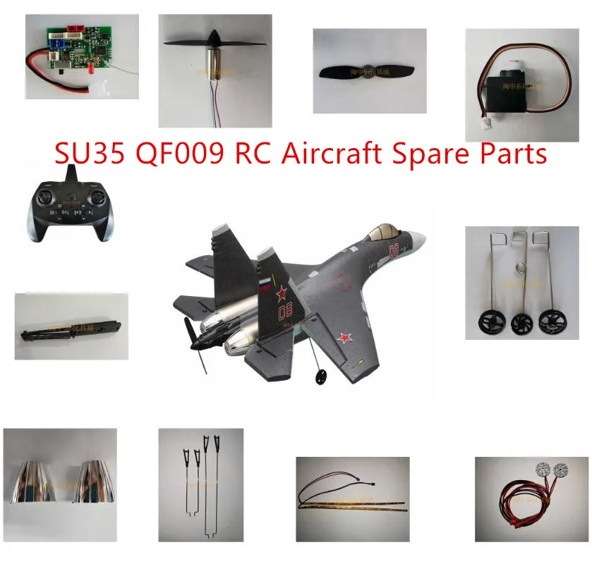 SU35 QF009 RC Airplane Spare Parts motor propeller Landing gear Light bar Receiver servo charger Pull rod Battery cover remote