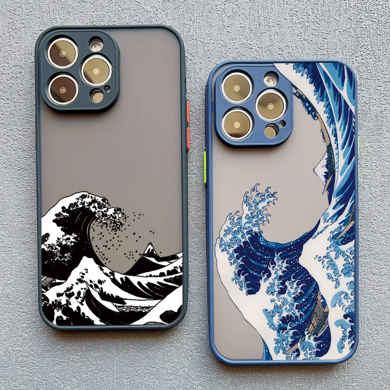 Fashion Japan The Great Wave Of Kanagawa Phone Case For iPhone XS X XR 13 12 Mini 11 14 15 16 Pro Max 7 8 Plus Cover Art Fundas