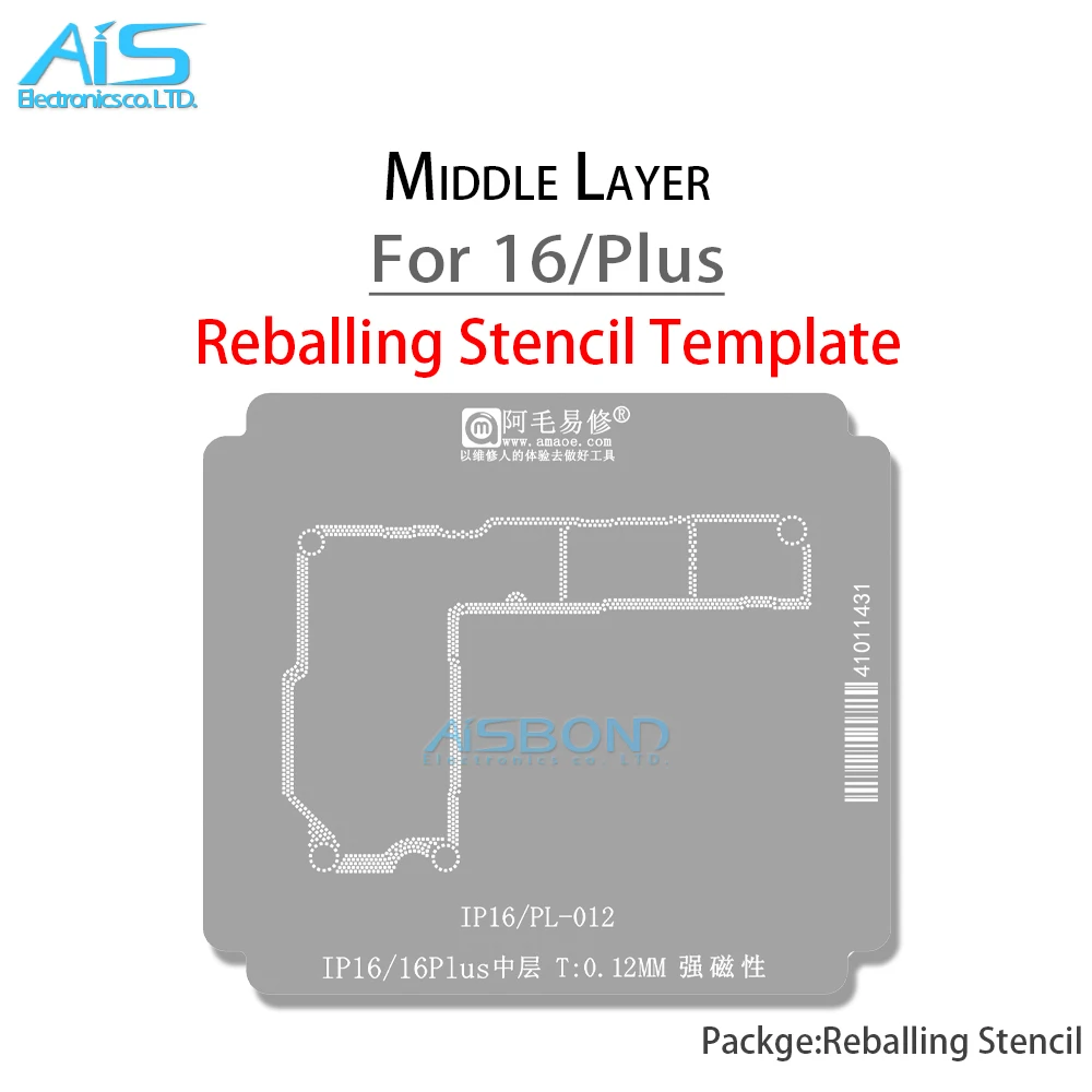 AMAOE Middenlaag Reballing stencil sjabloon voor iPhone 16 Pro Max Plus 16 Pro 16 Pro Max 16 Plus plant tin netto Staal mesh reparatie