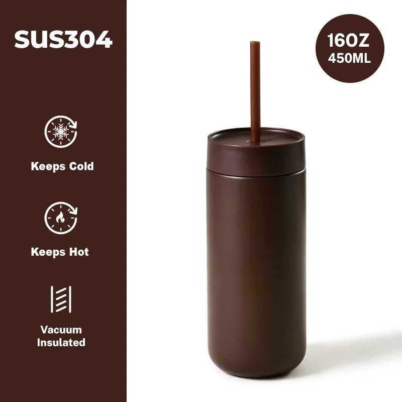 Custom Logo 16oz car coffee Cafe Water Bottle Drink Milk cup stainless steel insulation cup double layer vacuum mug coffee cup