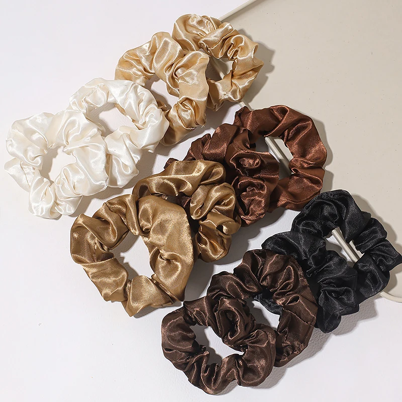 1Pc Satijn Grote Scrunchies Elastiekjes Haar Banden Elastische Eenvoudige Pure Kleur Voor Vrouwen Meisjes Scrunchies Haar Stropdas