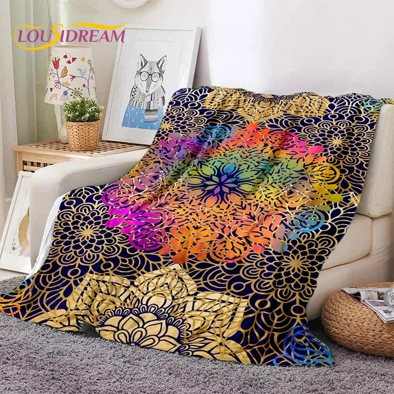 

3D Mandala Yoga Flower Bohemia Meditation Nature Soft Flannel Blanket for Bed Bedroom Sofa Picnic,Throw Blanket Outdoors Leisure