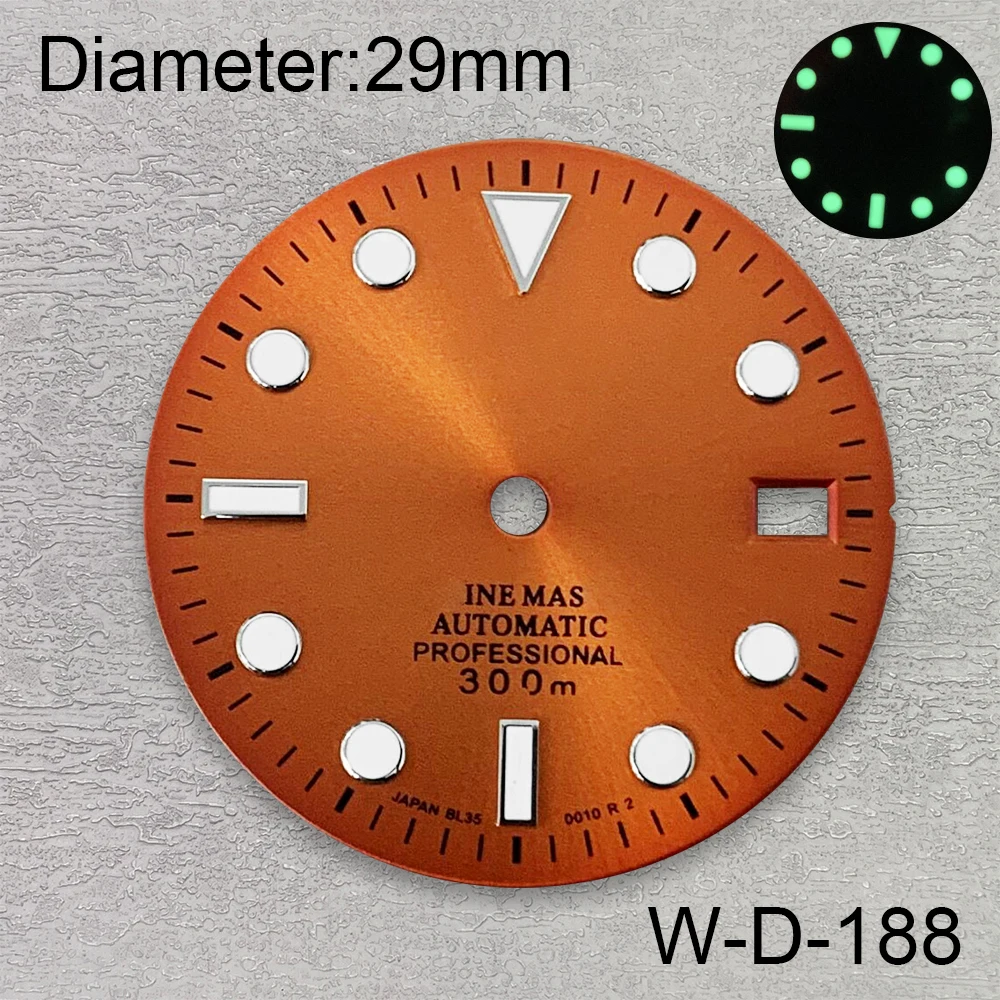 28,5 мм S логотип SUB Sunburst циферблат подходит для NH35/NH36 японский механизм зеленый светящийся высококачественный модификация часов аксессуары
