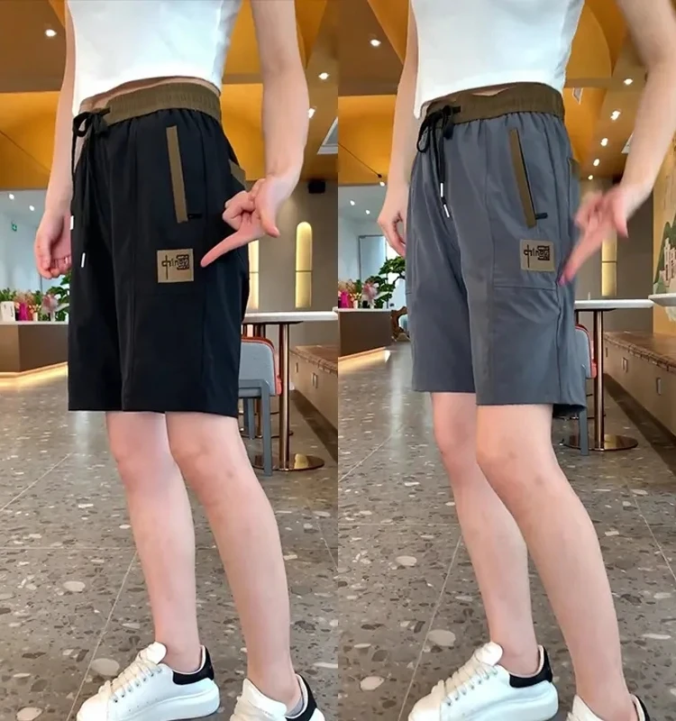 

Летние тонкие свободные прямые брюки из ледяного шелка, повседневные, спортивные, пляжные, средней длины, молодежные, активные, из полиэстера...