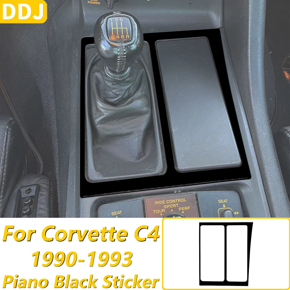 

For Chevrolet Corvette C4 1990-1993 Piano Black Central Control Gear Shift Frame Panel Cover Decorative Car Accessories Sticker