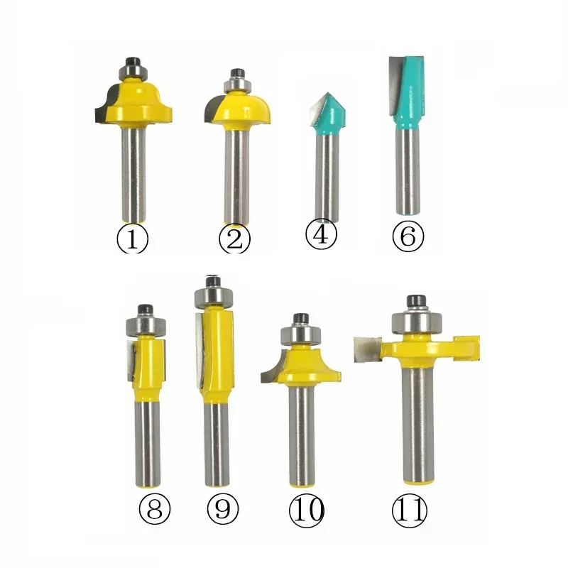 1pc 8mm Shank Router Bit Straight T V Flush Trimming Cleaning Round Corner Cove Box Bits Milling Cutter for Wood