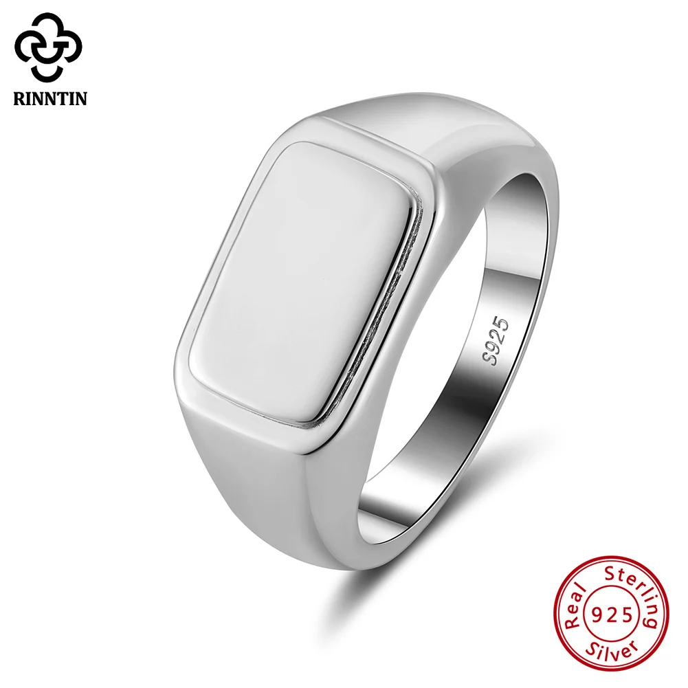 sterling silver plain band anel para homens signet classico simples declaracao de noivado de casamento joias nmr05 rinntin 925 01