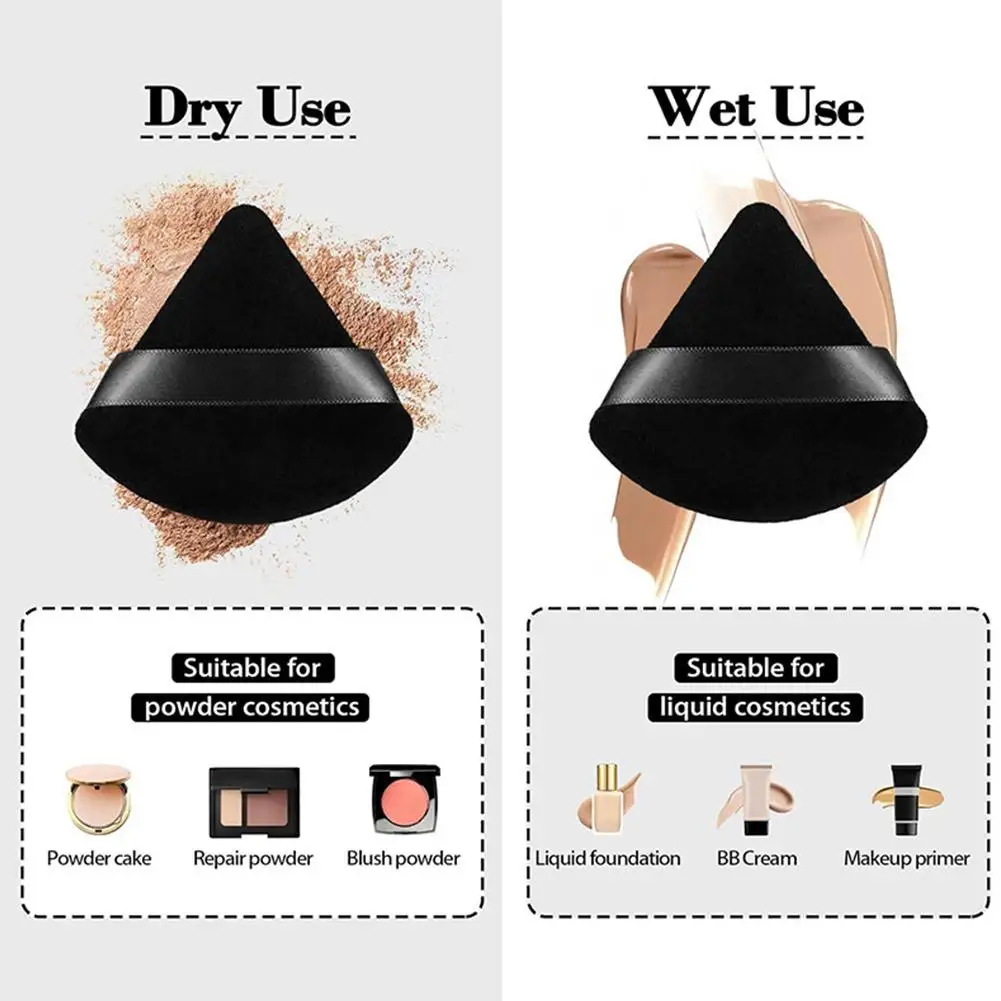 Dreieck Samt Puderquaste Gesicht Make-Up Schwämme Kurze Plüsch Wiederverwendbare Kosmetik Weiche Baumwolle Puderquaste für Schönheit Make-Up-Tools
