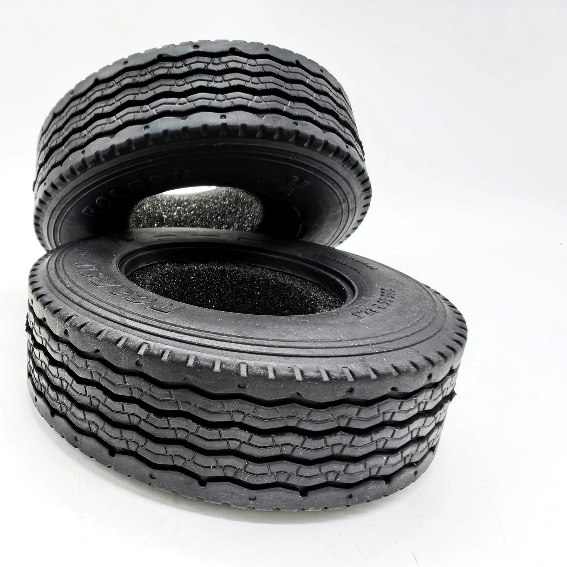 RC 1/14 1 Par de Neumáticos LESU para Carretera 22/27mm para Camión Volquete Tamiya, Remolque, para SCANIA MAN VOLVO Tripper, Piezas DIY