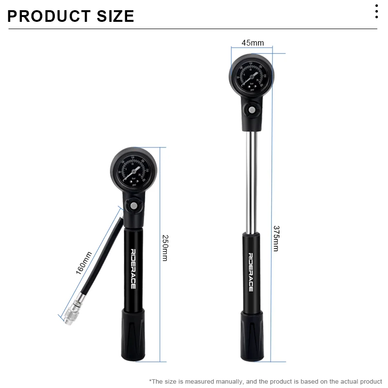 RIDERACE دراجة صدمة مضخة 300psi تعليق مضخة هواء مع قياس الضغط شريدر بريستا صمام AV FV شوكة الدراجة نافخة HV/HP #6