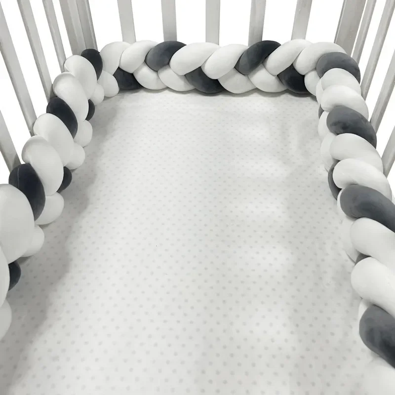 200CM Three-strand Bed Fence Anti-collision Rail Hand-woven Newborn Crib Safety Cushion