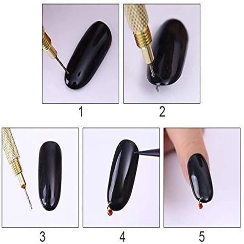 Nail Art Hand Dangle Drill Hole Maker Dotting Pen Piercing Tool UV for Jewelry Rings for Tips, Acrylic, Gels Decoration Manicure