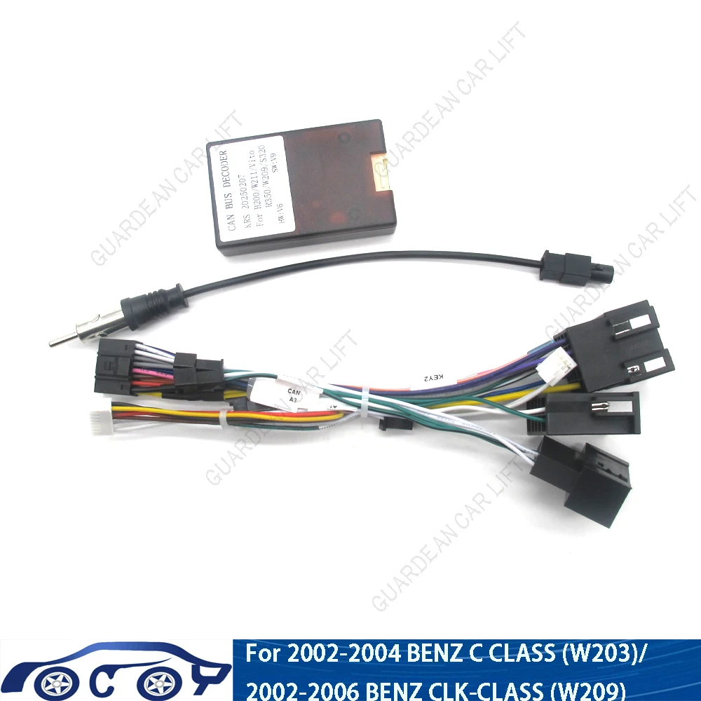 For Mercedes-Benz W209(02-06)/W203(01-04) 16 Pin Android Radio Wiring Harness Adapter with CAN Bus Decoder
