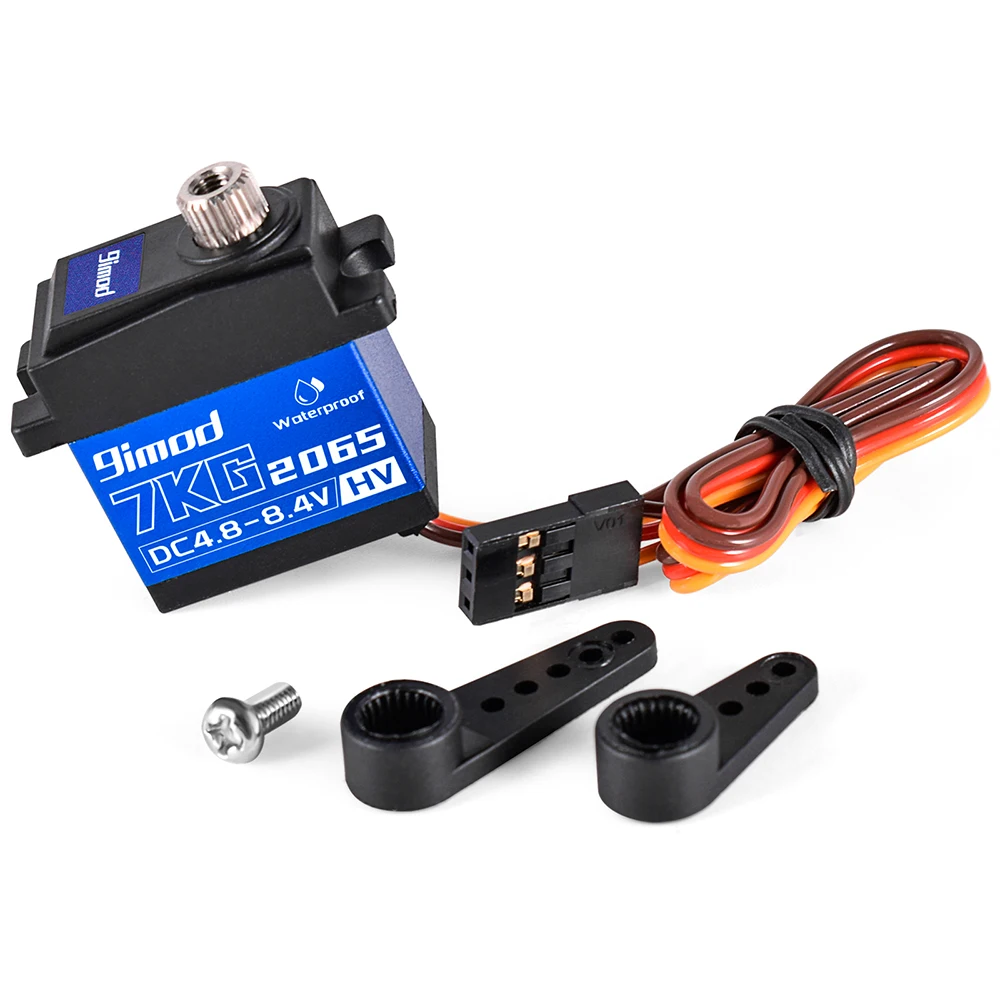 9IMOD Servo Digital de 7kg 2065, Servo Mini Impermeable HV con Engranajes Metálicos, con Soporte/Conexiones de Dirección para Coche RC TRX4M 1/18