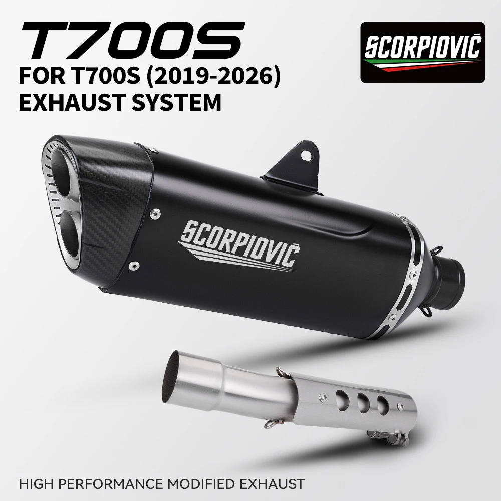 Para Yamaha Tenere700 T700S 2019-2025, Sistema de Escape Modificado de Doble Orificio K175 de 51 mm con Silenciador Central