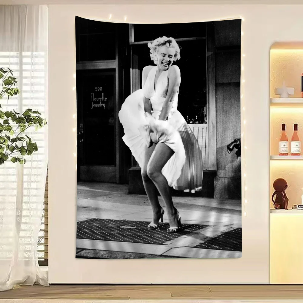 Vintage M-Marilyn Monroe Photo Tapestry Anime Tapestry Hanging Tarot Hippie Wall Rugs Dorm Wall Hanging Sheets