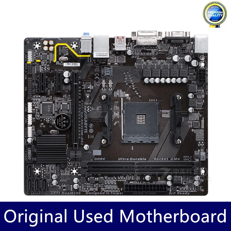 Gigabyte GA-AB350M-DS2 AB350M-DS2 Motherboard AB350M DS2 AM4 DDR4 Mainboard 100% Tested OK