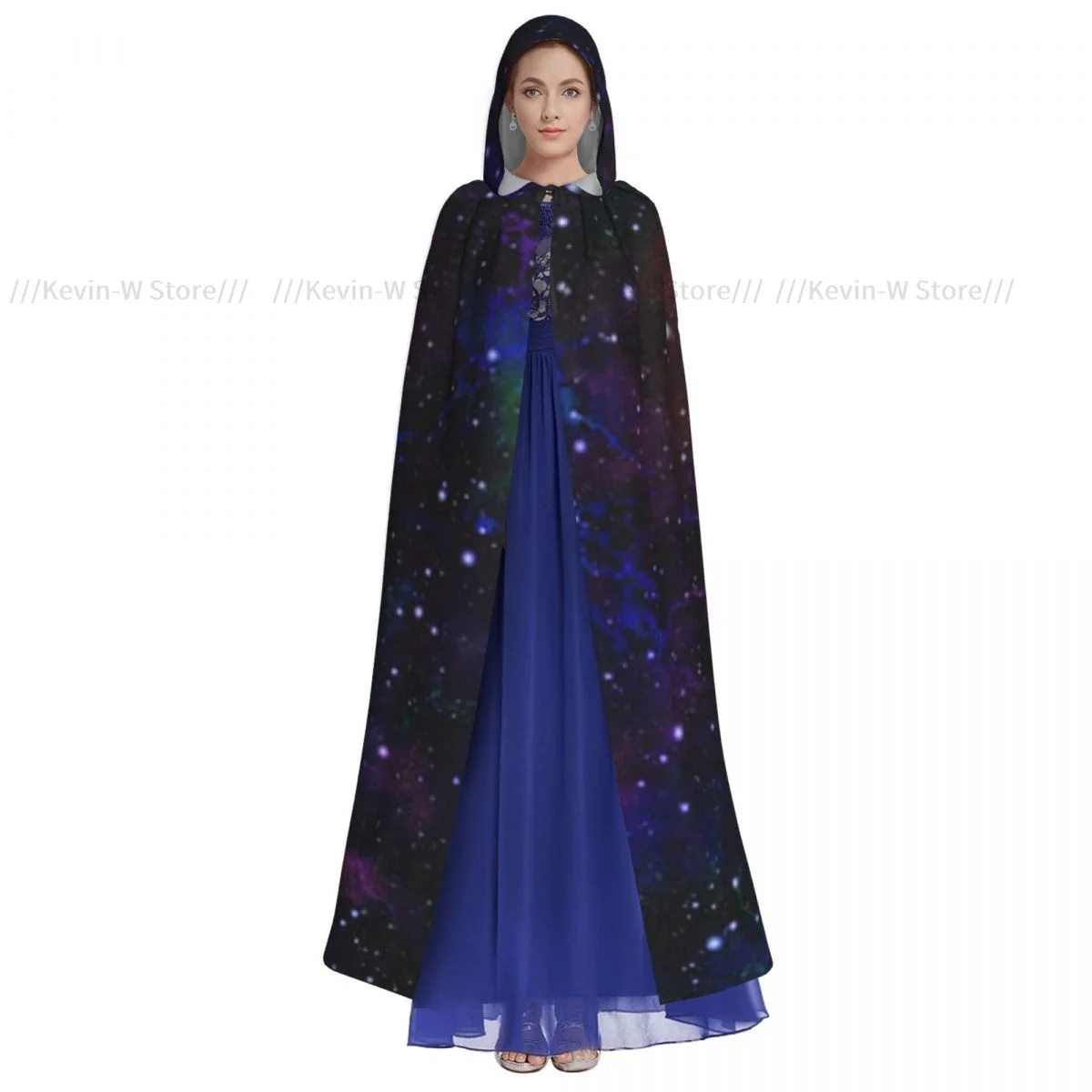 Unisex Witch Party Reversible Hooded Adult Vampires Cape Cloak Abstract Nebula Night Starry Sky