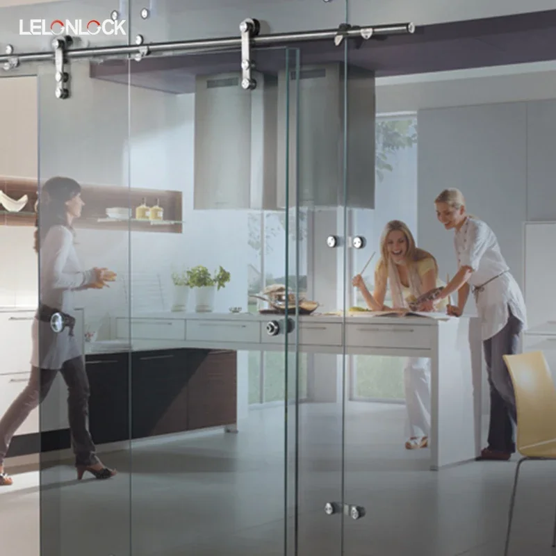 أعلى جودة جدار فولاذي مقاوم للصدأ جبل تحديد الباب الزجاجي بكرة الزجاج المقسى الباب الملحقات نظام الباب المنزلق