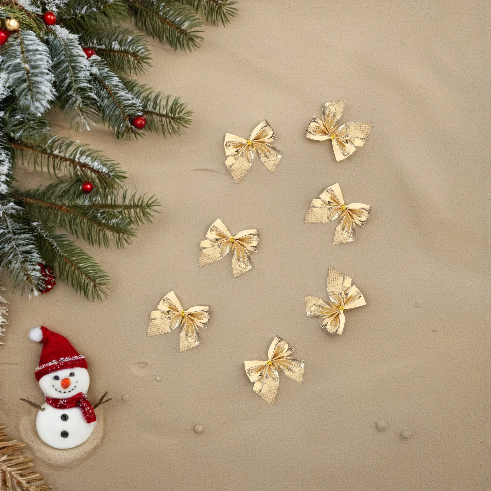 

60Pcs Mini Christmas Bows Flocked Cloth Small Bowknot Decorations for Tree Gift Wreath Garland Holiday Craft Ornaments