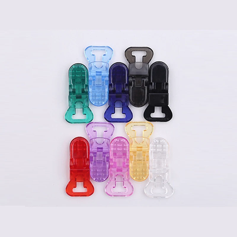 Sutoyuen-Clips de sucette en plastique | 200 pièces mélange, couleurs transparentes/Clips de sucette clairs pour bébé, porte-chaîne 10mm 10 couleurs