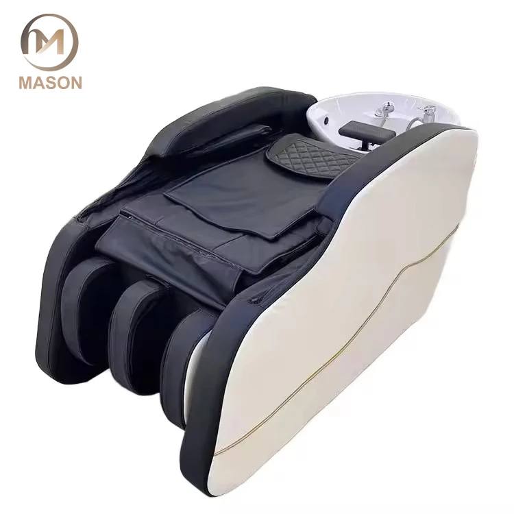 Professional Electric Full Body Hair Wash Chair 4D Massage Shampoo Ceramic Basin Modern Design Durable Leather Adjustable SPA