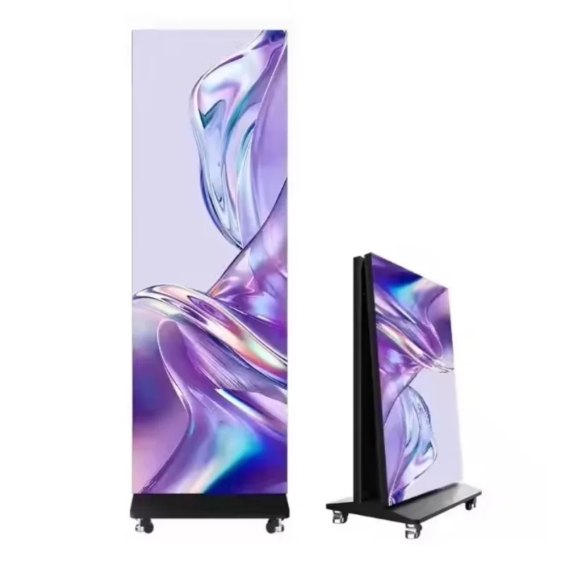 Factory Direct P2.0 LED Advertising Screen Portable Foldable Movable Floor Standing Indoor Outdoor Commercial Digital Display