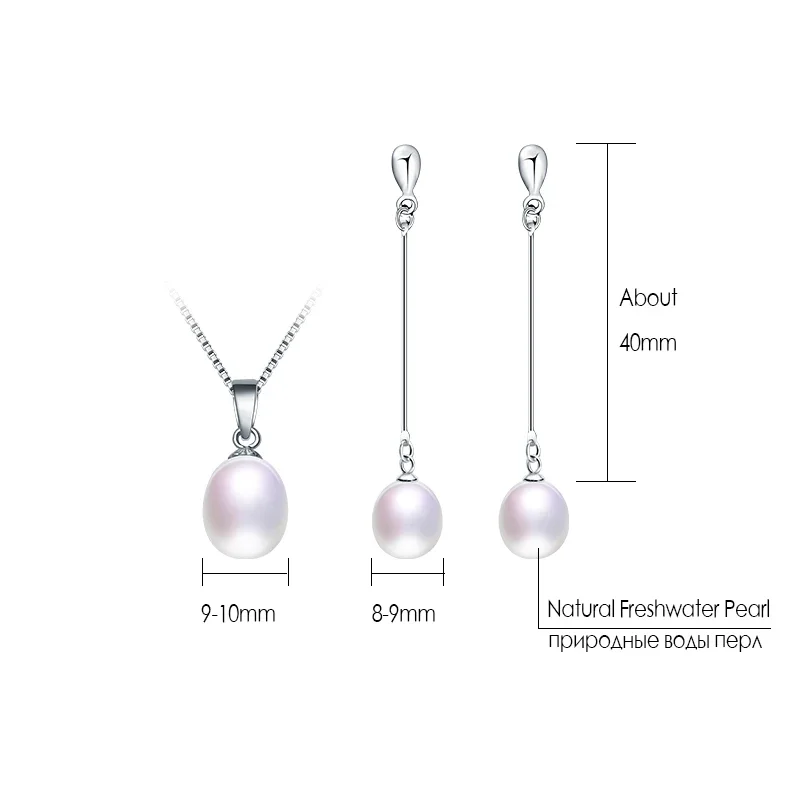 HENGSHENG Black Pearl Set 4 Colors Real Freshwater Pearl Jewelry Set For Women,Pendant Earrings With 925 Sterling Silver Jewelry