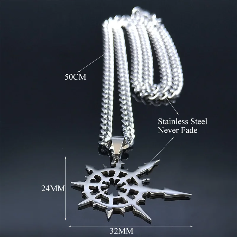 Chaos Star Stainless Steel Pendants Necklaces Men/Women Army Lot Ork Tau Shirt Pin Band Necklaces Jewelry N4200S06 view 6