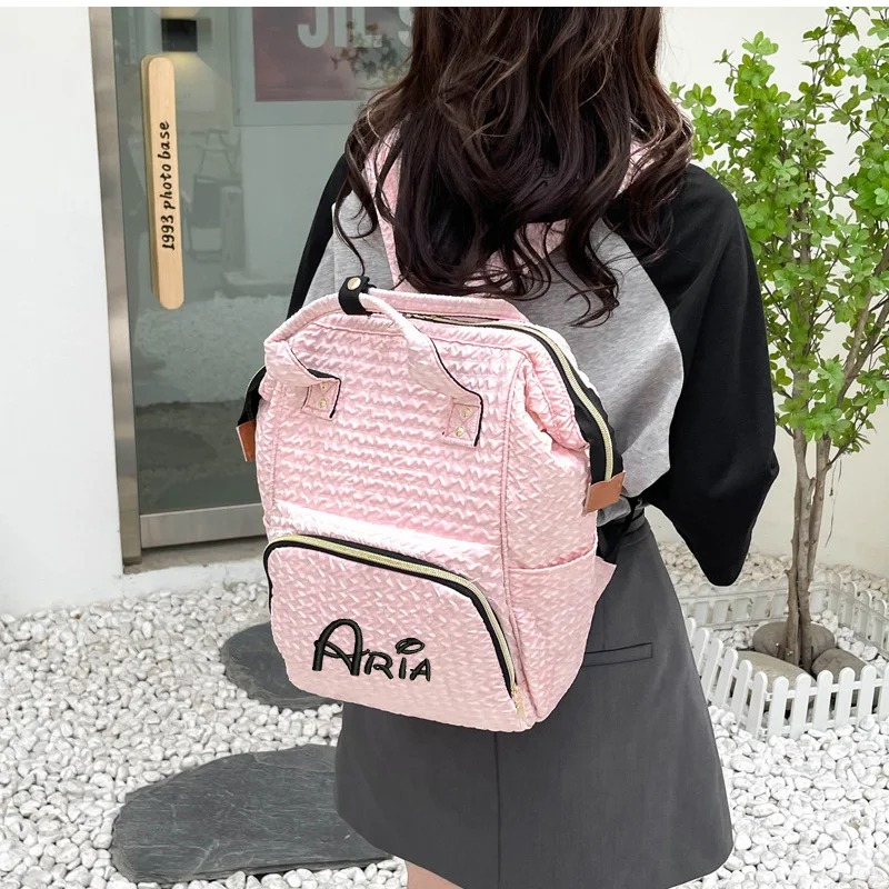 Personalized Embroidered Name Mommy Bag, Multifunctional And Durable Travel Backpack, Mother And Baby Bag, Women's Bag