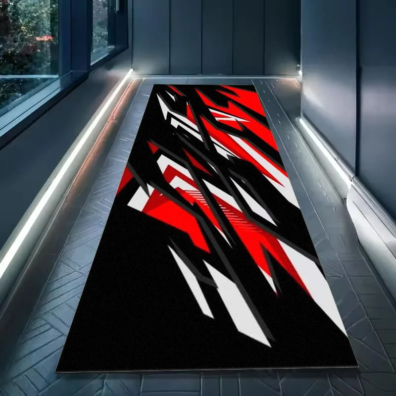 VIKAMA Red Sharp Angle Racing Pattern Motorbike Garage Mat Anti Slip Oil Resistant Waterproof Pad Parking Workshop Decor