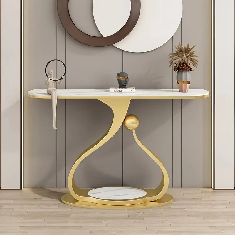 Meja Konsol Ruang Tamu Batu Meja Konsol Pintu Masuk Lobi Aula Antik Furnitur Ingresso Luxuryo Konsol Lorong Mewah
