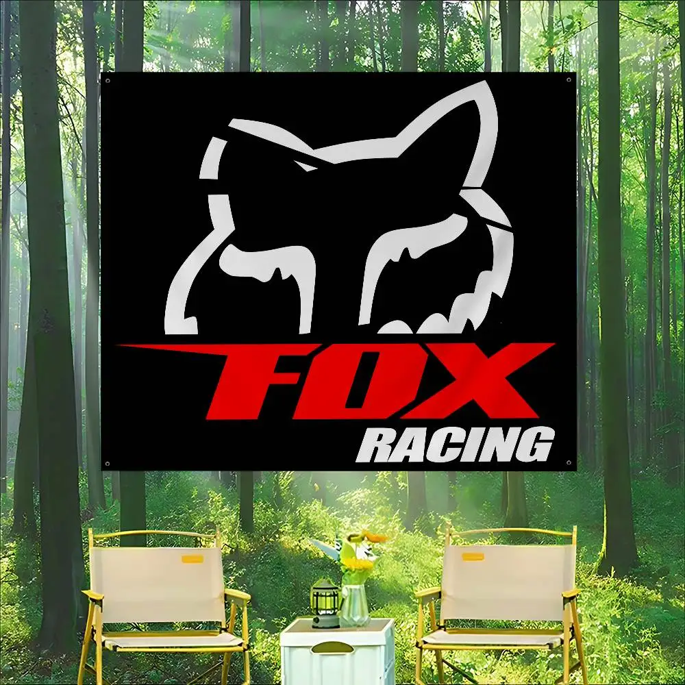 F-FOX Racing Car Moto Sign, bedruckte große Flagge, Kunst, Science-Fiction-Raum, Heimdekoration, Banner
