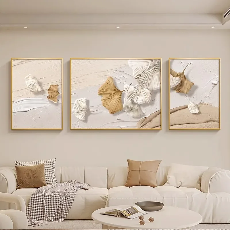 

# Cream Wind Living Room Decorative Painting Triptych Abstract Ocean Sofa Background Wall Hanging Painting Simple Texture Mur