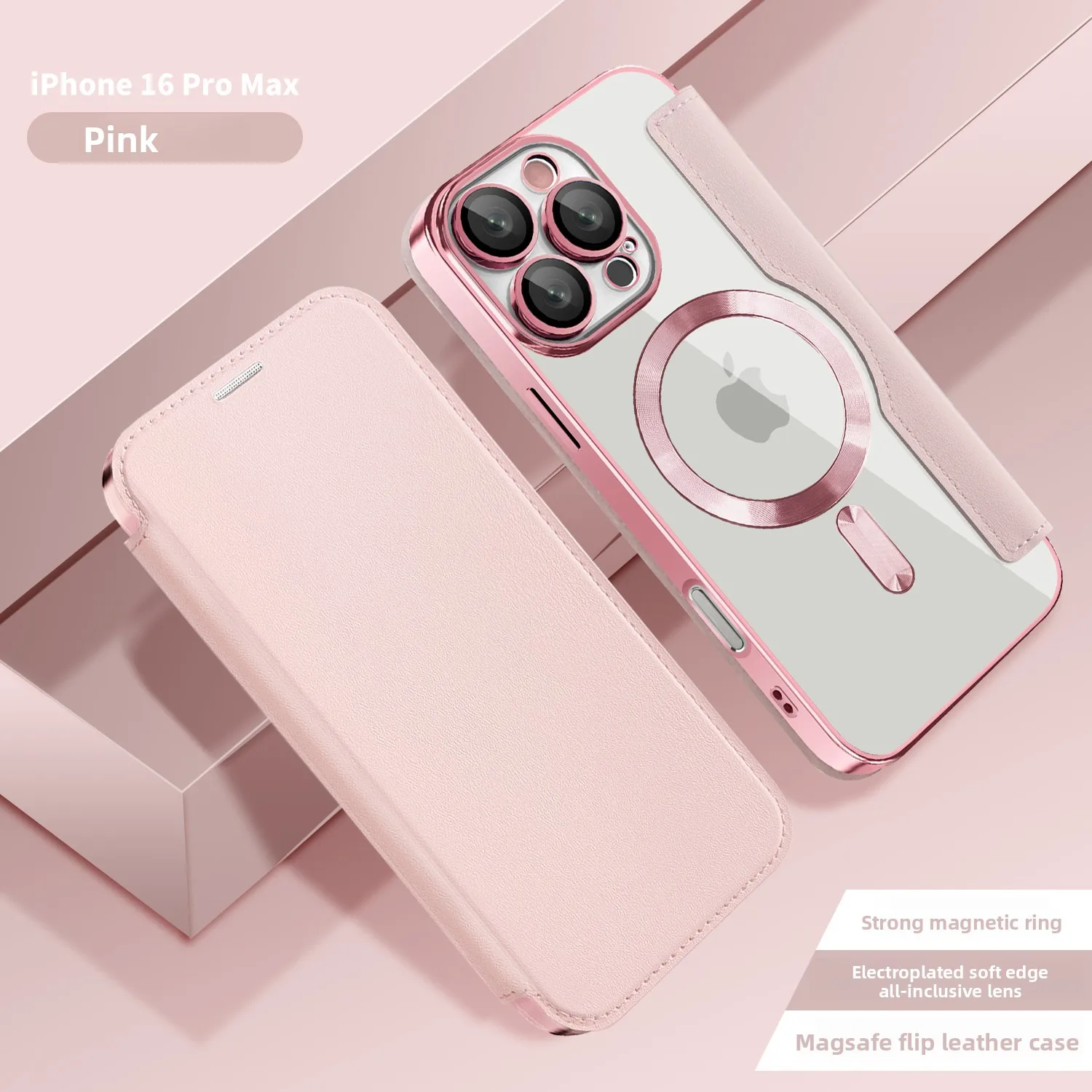 

Для iPhone 17, 16, 15, 14, 13 Pro Max Plus, деловой гальванический кожаный флип-чехол с магнитным слотом для карты, чехол для 17, Air Funda