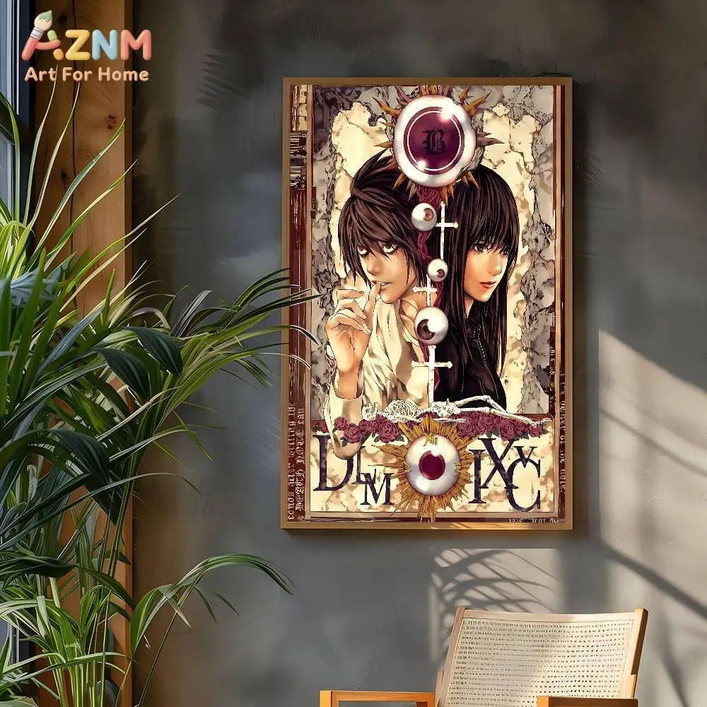 AZNM Anime Death Note Another Note Impresión en lienzo sin marco, arte de pared retro Beyond Birthday Naomi, póster de decoración para el hogar de manga japonés