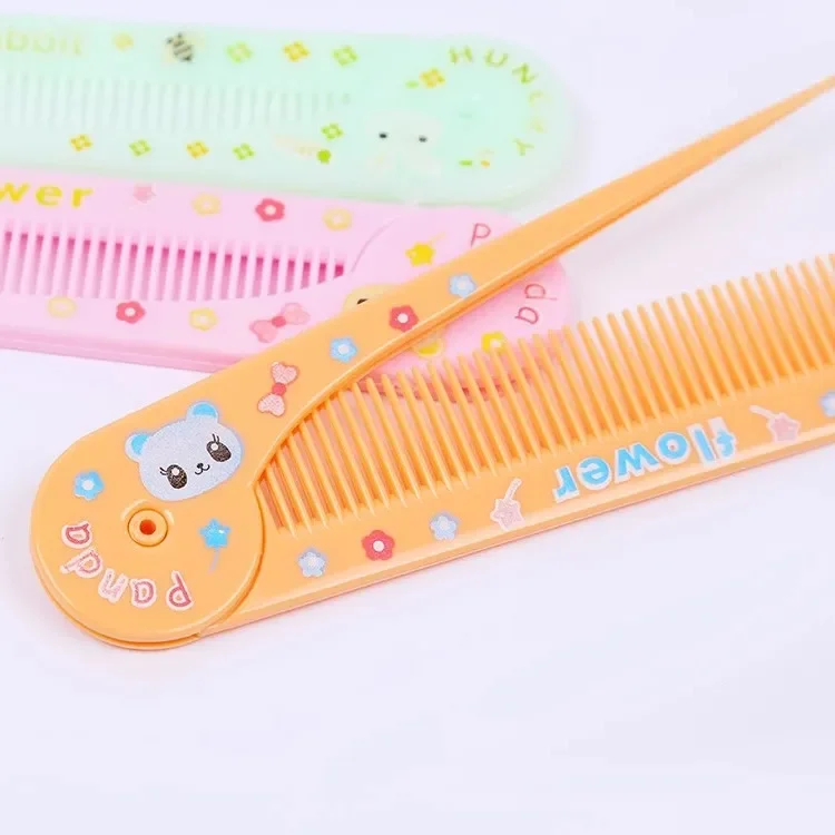 Baby Cute Cartoon Folding Hairbrush Kids Portable Pointed Tail Comb for Children Boys Girls Baby Hair Care Comb Edge Brush