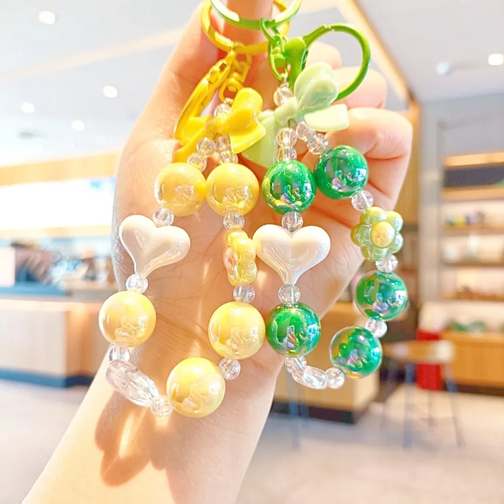 سوار مطرز بالخرز ، مضاد للخسارة ، حبل قصير للهاتف المحمول ، سلسلة زهور إبداعية ، قلب