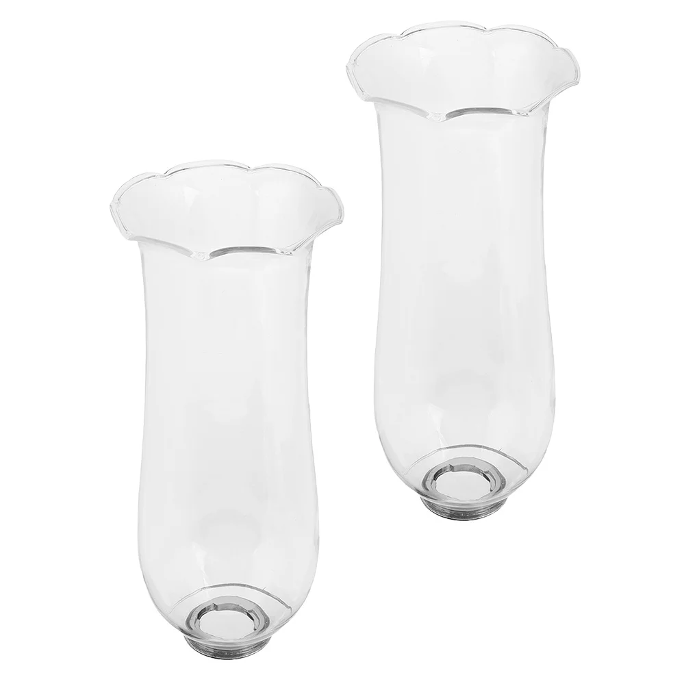 

2 Pcs Glass Globe Replacement Clear Lamp Shade Chimney for Candles Cover of Oil Cylinder