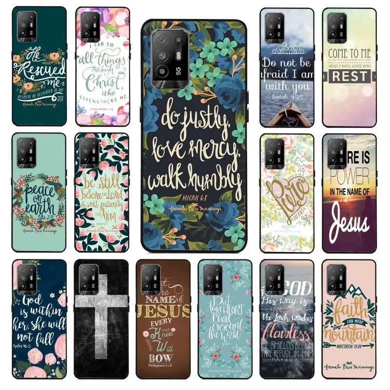 Funda de teléfono con citas cristianas para OPPO A74, A78, A94, A98, A54, A72, A57, A96, A53S, A9, A73, 2020