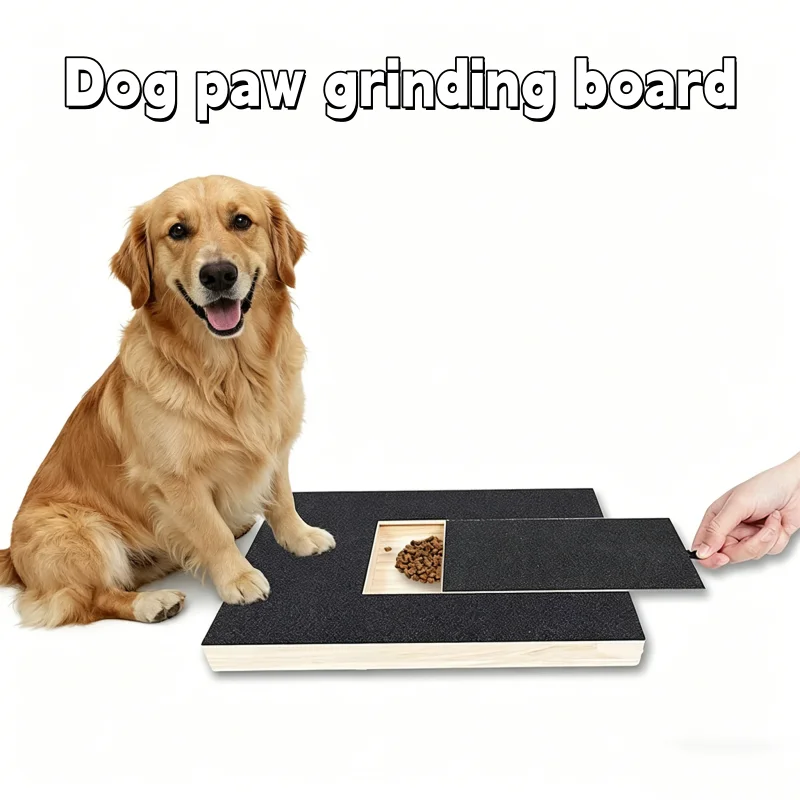 

Pull-Out Dog Nail Scratch Board Wooden Sandpaper Nail Trim Pad Built-in Treat Box Pet Claw Scratcher Grooming Toy