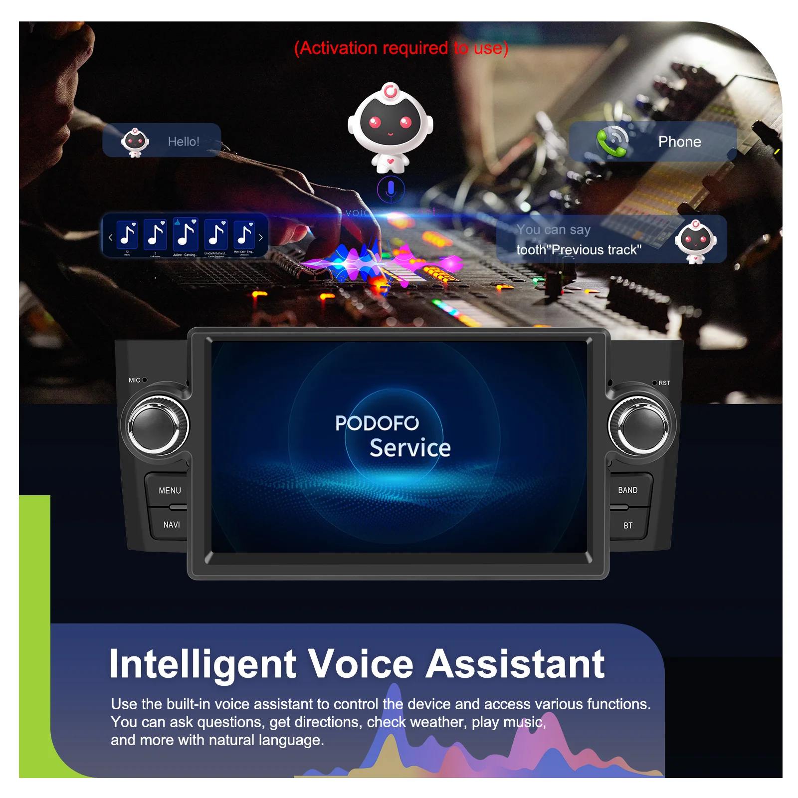 Podofo 1Din Android 4+64G Autoradio für FIAT Punto 05-09/Linea 07-11 Carplay Android Auto GPS WIFI Mirror Link Auto-Audio-Stereoanlage – Detail 8