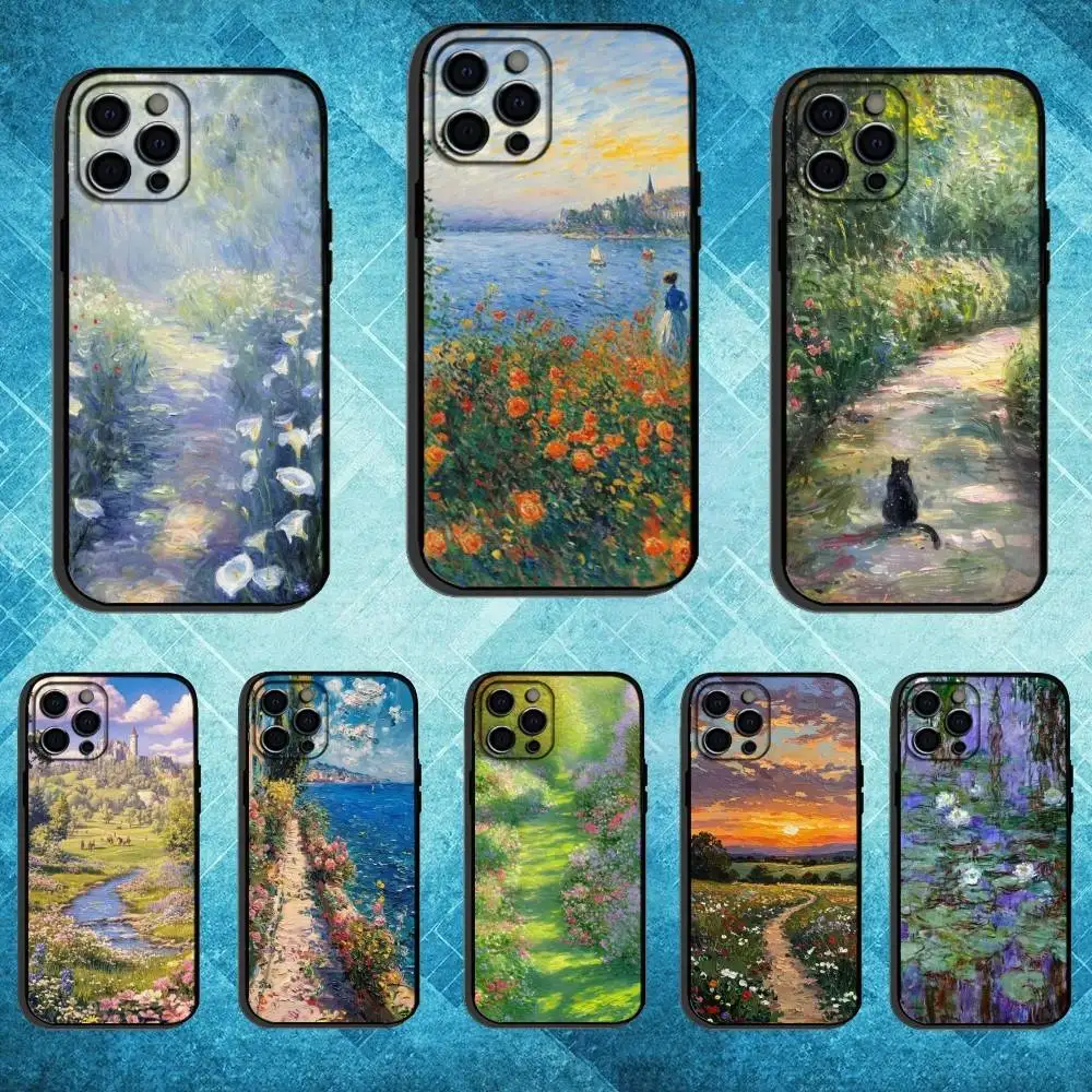 

Claude monet garden Phone Case For iPhone17,16,15,14,13,12,11 Plus,Pro Max Soft Black Cover