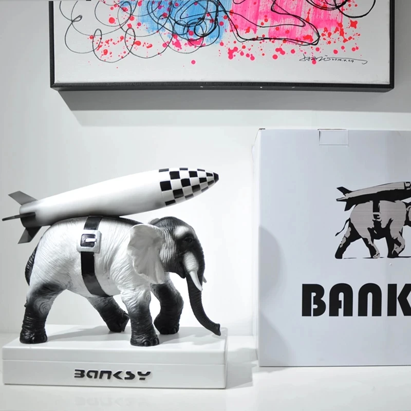 Art Sculpture Banksy elephant statue Resin Craft Home Decoration Christmas Luxurious Gift figurine ornament