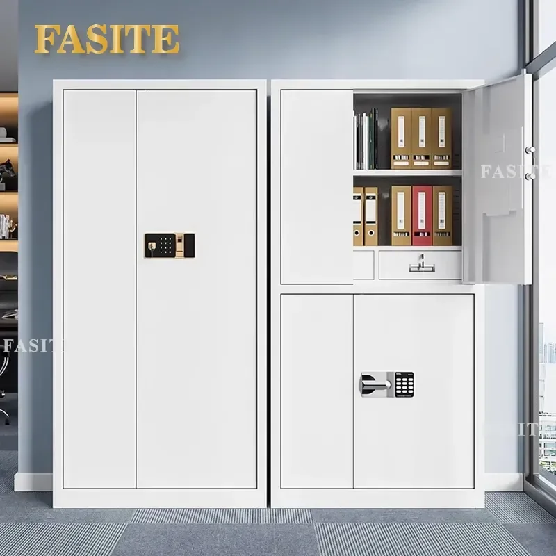 For Office Electronic Password Fingerprint Double Section Steel File Cabinet Thickened Financial Data Storage Secure Secret