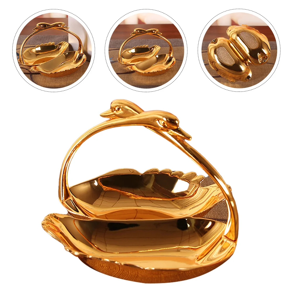 

1 шт. металлический маленький поднос для фруктов в европейском стиле, двойная вечерние тарелка для конфет и закусок, элегантная декоративная тарелка для сухофруктов