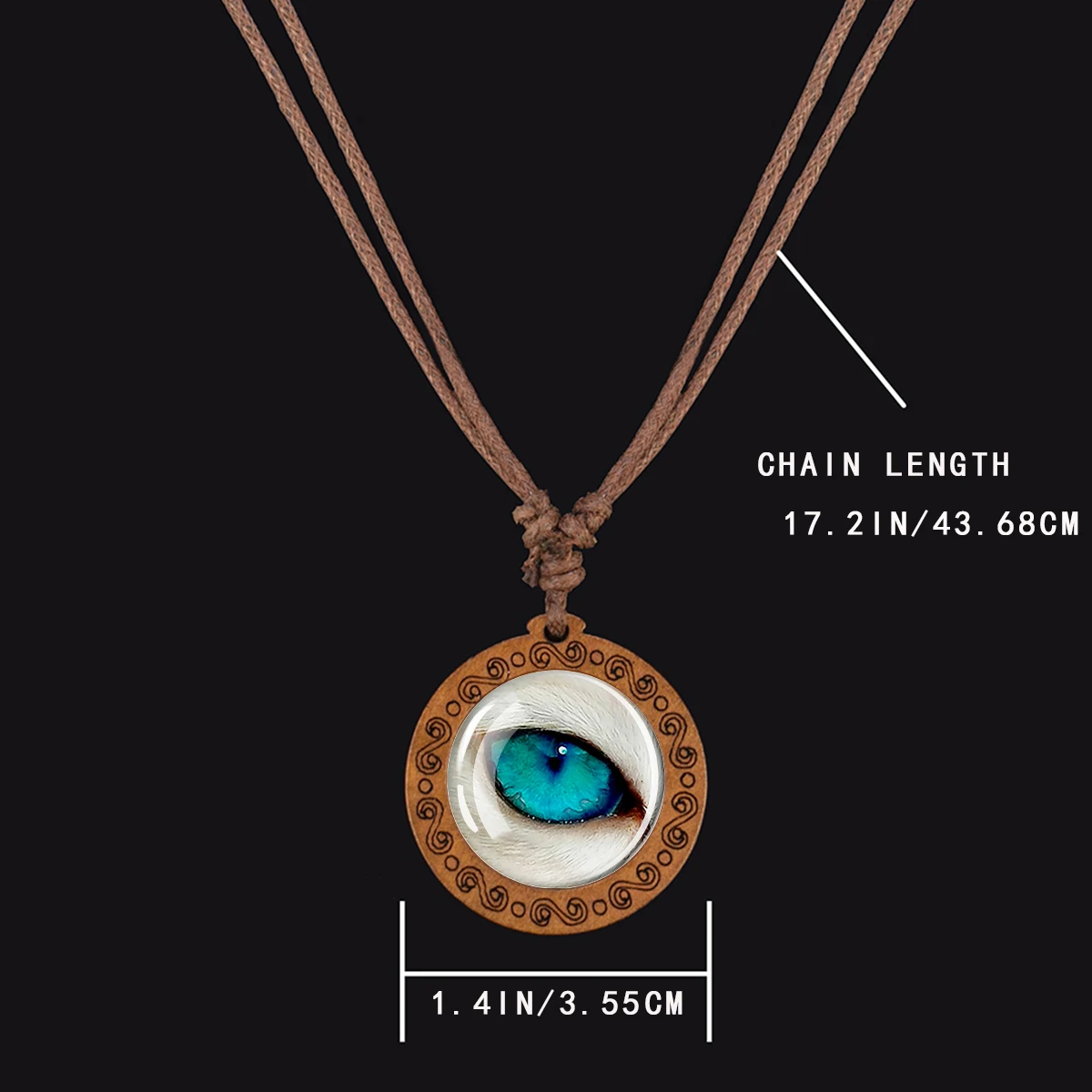 Mens Wooden Pendant Necklace Fantasy Creature Eye Print Meaningful Holiday Keepsake Jewelry And Hanging Home Ornament Decoration
