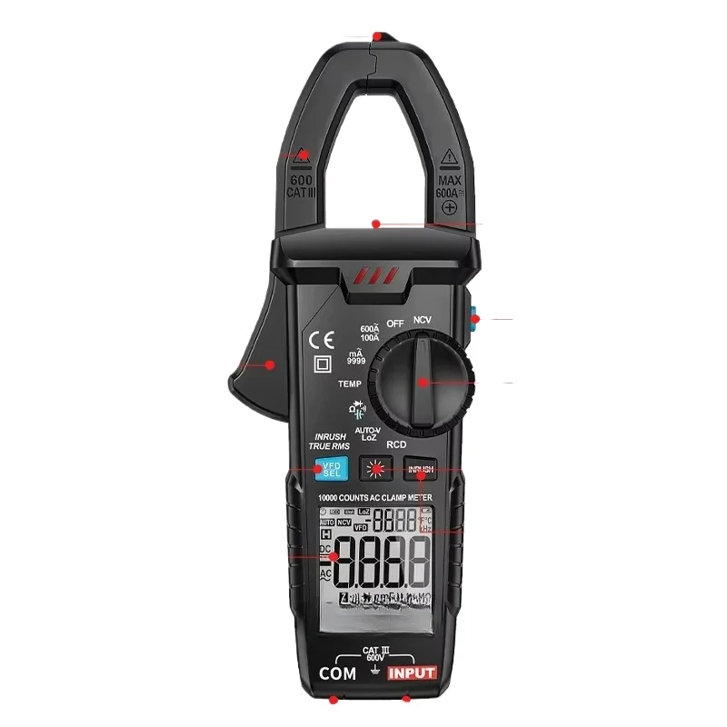 

Smart True RMS Digital Clamp Meter Voltage Current Diode Continuity Non-Contact Tester