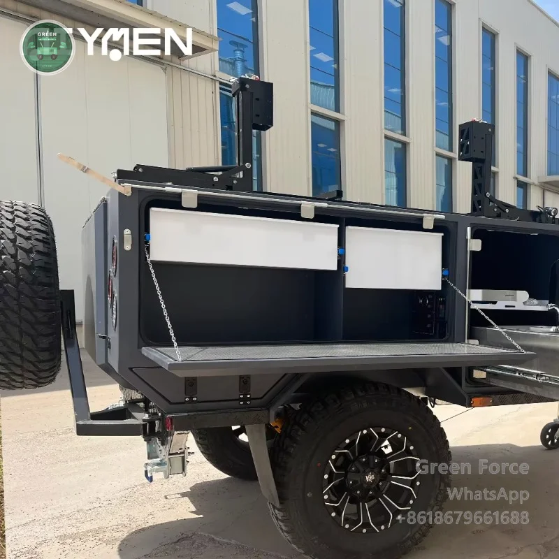 Custom Pop-Up Mini Camper | Canvas Roof Tent + Independent Ventilated Canopy | Off-Road Friendly Portable Trailers for Adventure
