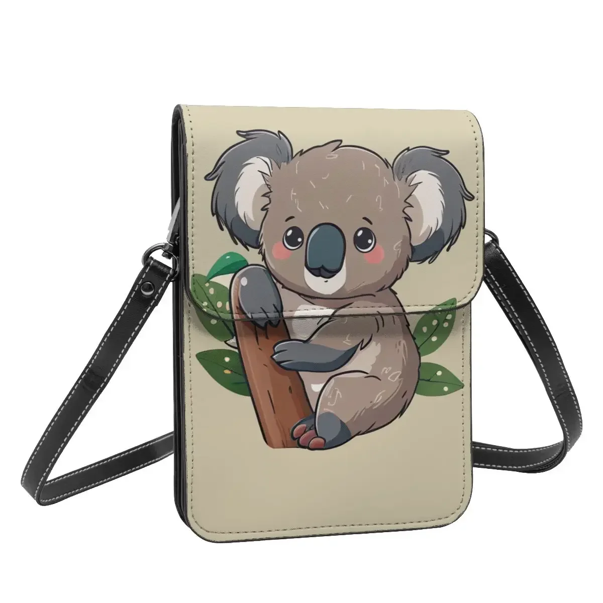 Kawaii Koala Bear Shoulder Bag Animal Retro Leather Work Mobile Phone Bag Woman Gifts Bags